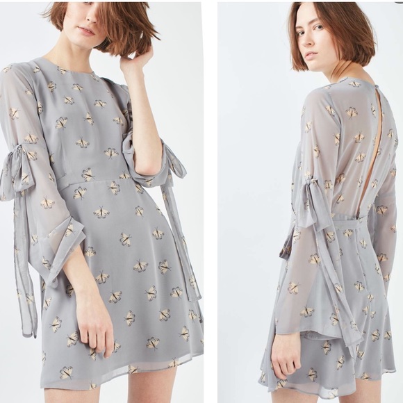 π¦π¦ Topshop Moth Tie Butterfly Sleeve Skater Dressπ¦π¦ - Picture 1 of 12